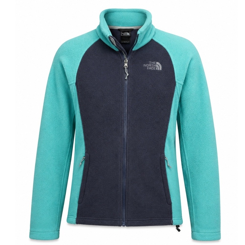 The North Face TKA 100 Fleece Jacket Womens XS Teal Grey Full Zip Mock Neck